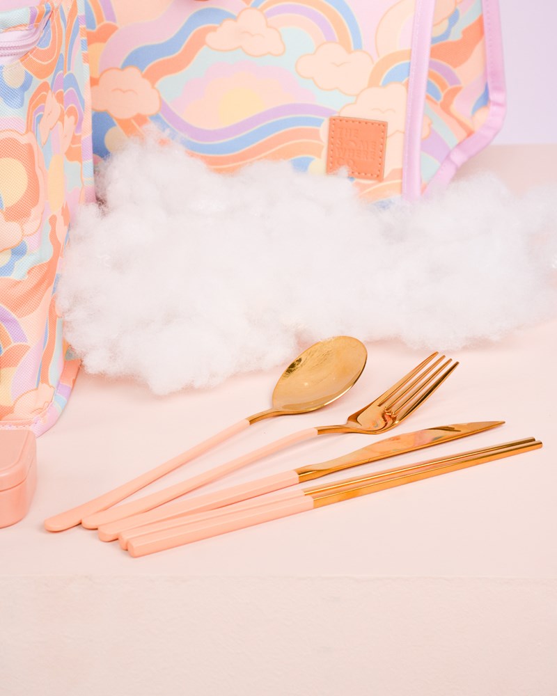 Take Me Away Cutlery Kit - Gold with Blush Handle